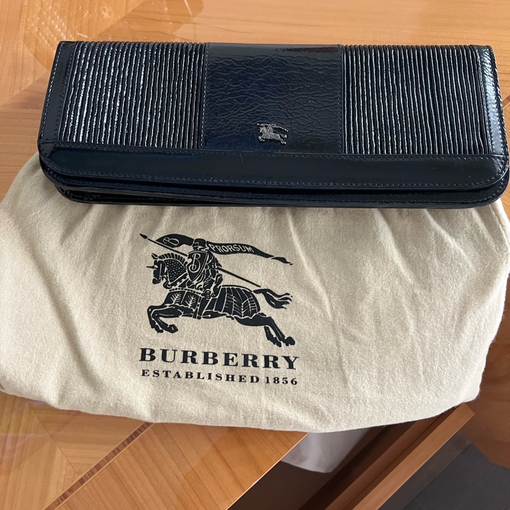Burberry Black Leather Clutch Purse